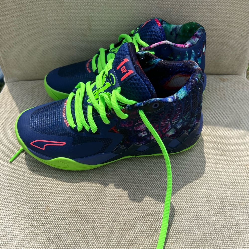 Puma Kids' Navy and Neon Green Sneakers